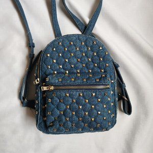 FOREVER 21 Cool Metal Willow Nail Denim Blue Backpack